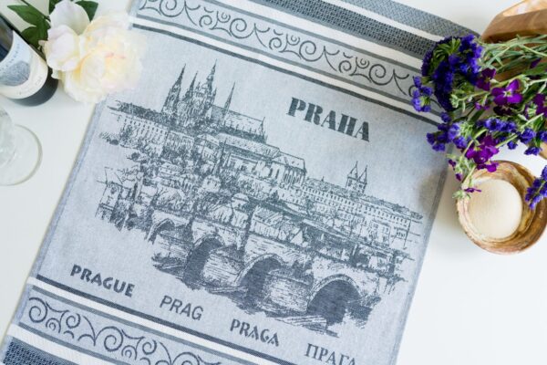 Prague Jacquard woven tea towel - Black