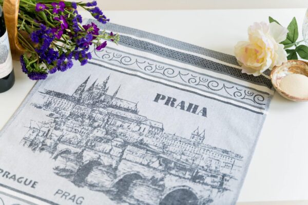 Prague Jacquard woven tea towel - Black