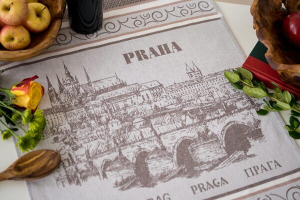 Prague Jacquard woven tea towel - Brown