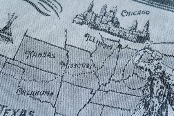 Route 66 Jacquard woven tea towel - Black