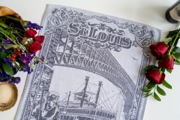 St Louis Jacquard woven tea towel - Black