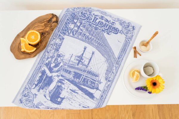 St Louis Jacquard woven tea towel - Blue