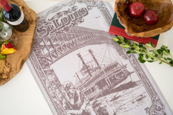 St Louis Jacquard woven tea towel - Brown
