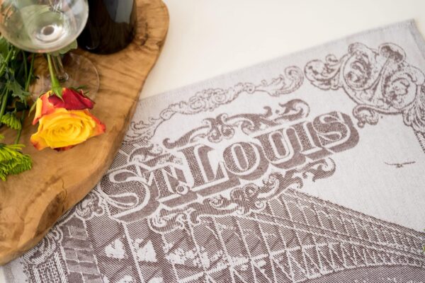 St Louis Jacquard woven tea towel - Brown