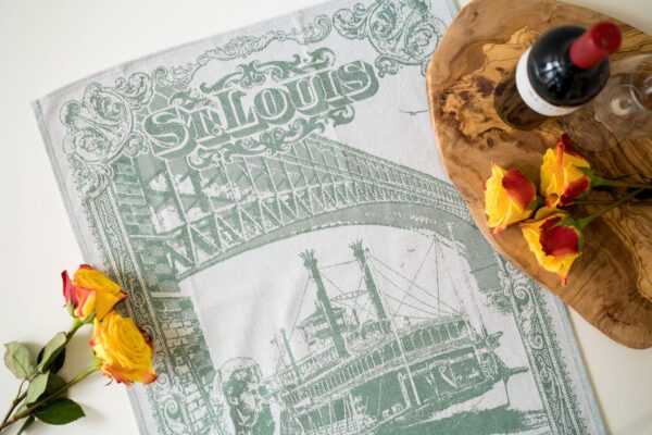 St Louis Jacquard woven tea towel - Green