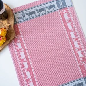 Swiss Cows Jacquard woven tea towel - Red