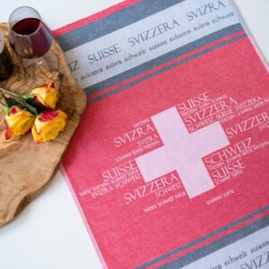 Switzerland Jacquard woven tea towel - Red