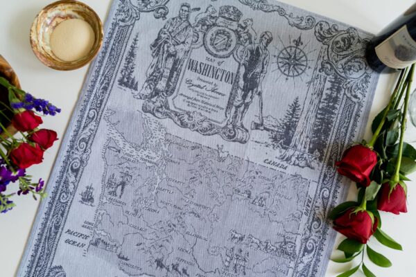 Washington Jacquard woven tea towel - Black