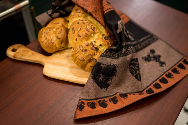 West Jacquard woven tea towel Brick Brown