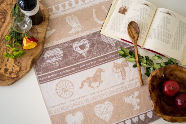 West Jacquard woven tea towel Brown