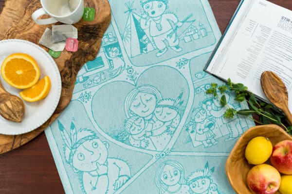 Crystal Arrow Kids Happy Family Jacquard Cotton Tea Towel