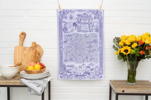 Crystal Arrow Colorado Map Jacquard Cotton Tea Towel