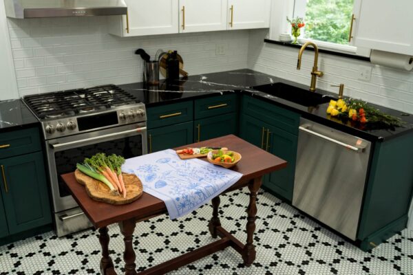 Wildflowers jacquard woven cotton tea towel made in Czech Republic