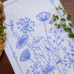 Wildflowers jacquard woven cotton tea towel made in Czech Republic