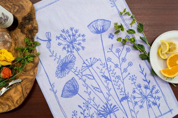 Wildflowers jacquard woven cotton tea towel made in Czech Republic
