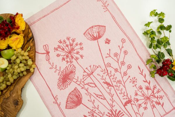 Wildflowers jacquard woven cotton tea towel made in Czech Republic
