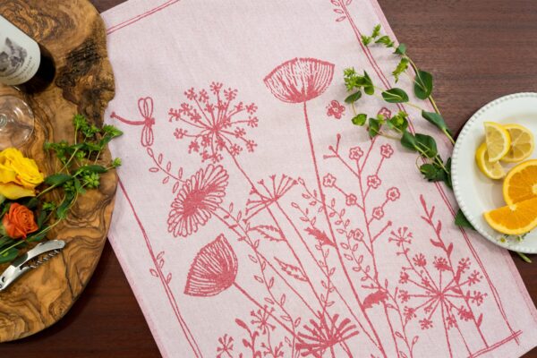Wildflowers jacquard woven cotton tea towel made in Czech Republic