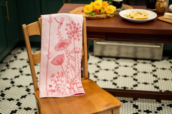 Wildflowers jacquard woven cotton tea towel made in Czech Republic